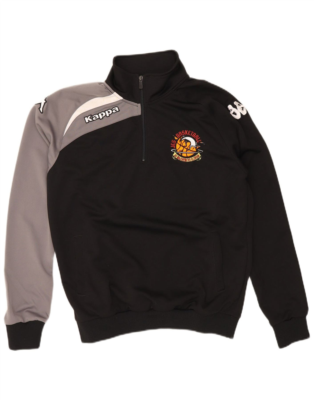 Moletom masculino KAPPA com zíper e gola redonda, pequeno bloco colorido preto
