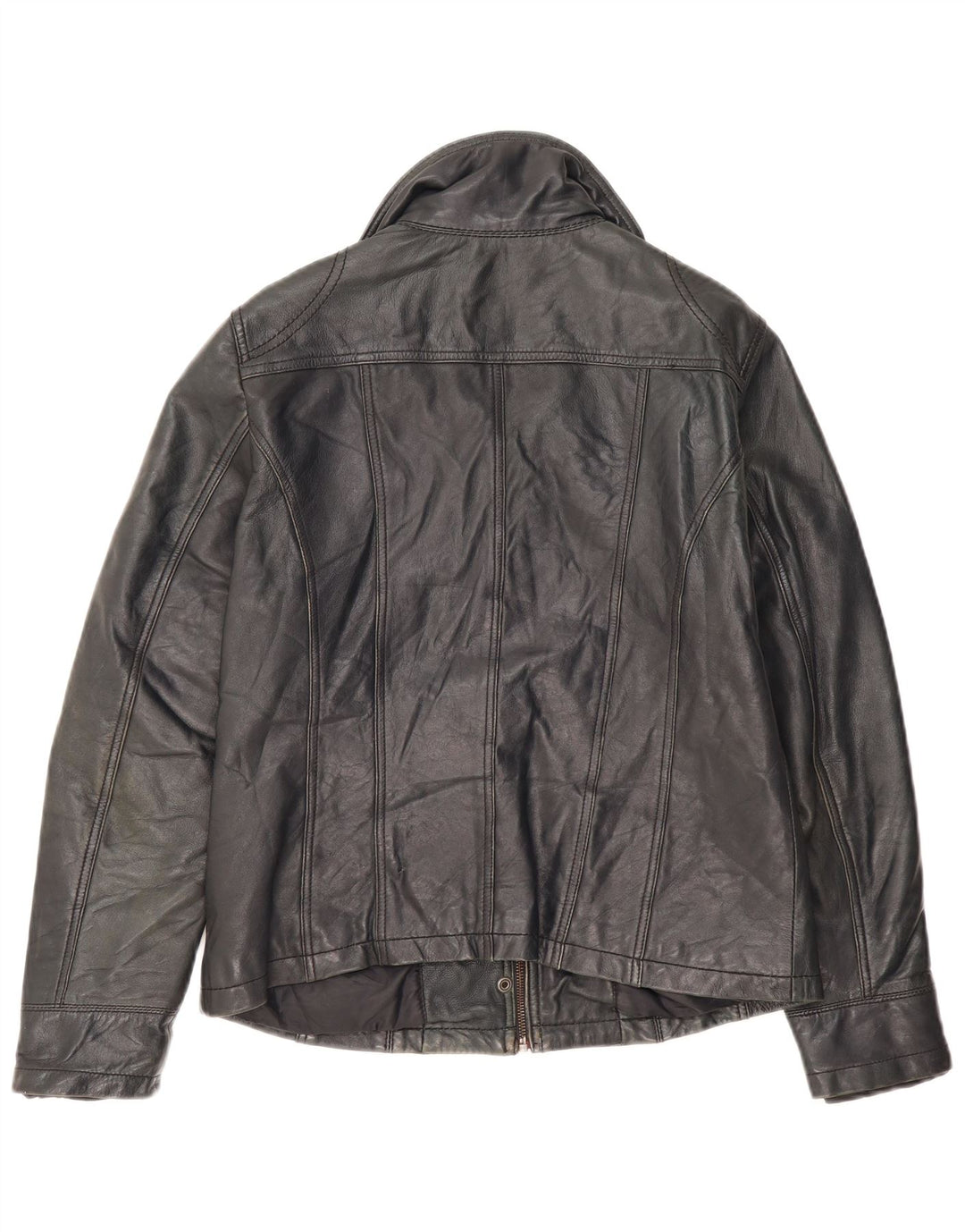 Jaqueta de couro feminina vintage IT 44 couro preto médio