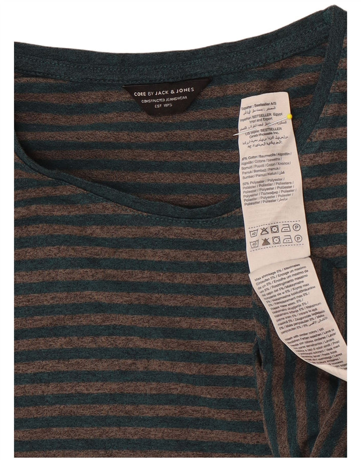 Camiseta masculina Jack & Jones Top cinza médio listrado algodão