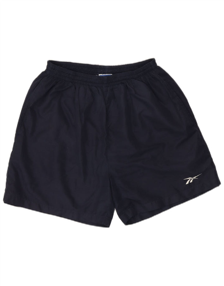 Shorts esportivos masculinos Reebok pequeno poliéster azul marinho