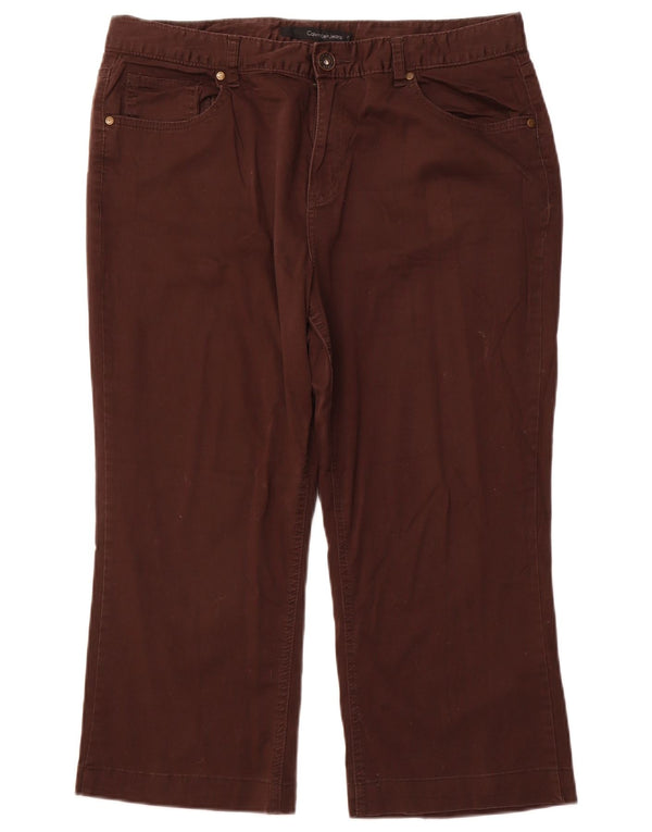 CALVIN KLEIN Calça capri feminina reta US 16 2XL W36 L22 algodão marrom