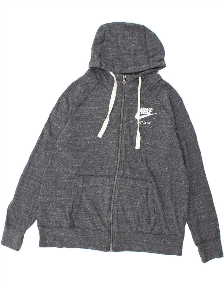 NIKE Mens Graphic Zip Hoodie Sweater XL Grey Flecked Cotton Vintage Nike and Second-Hand Nike from Messina Hembry 