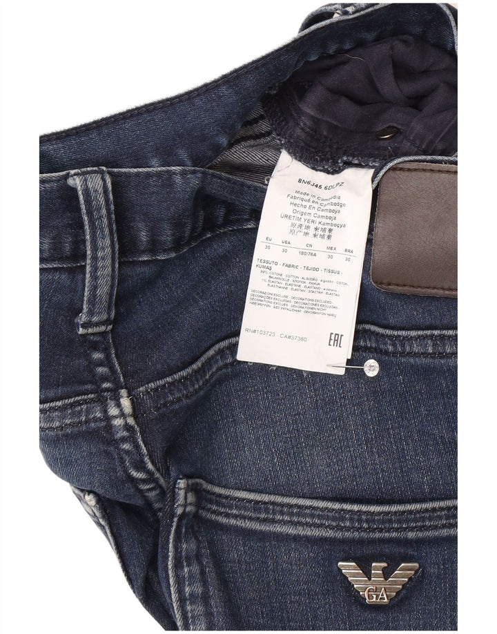 ARMANI Masculino Slim Jeans W30 L32 Azul Algodão