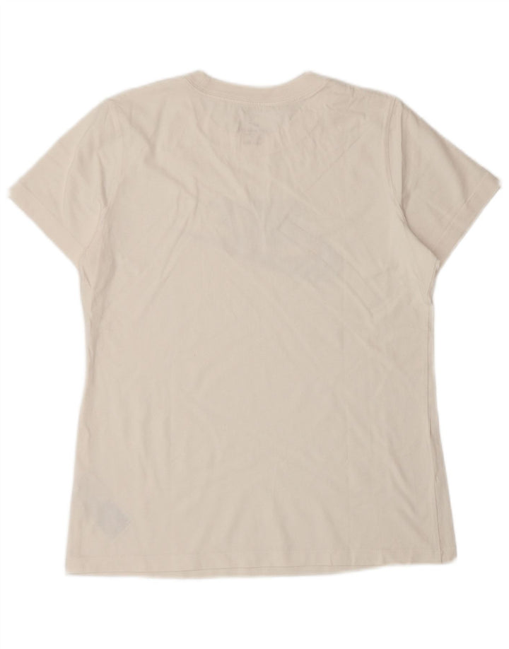 Camiseta feminina gráfica NIKE UK 10 pequena algodão branco