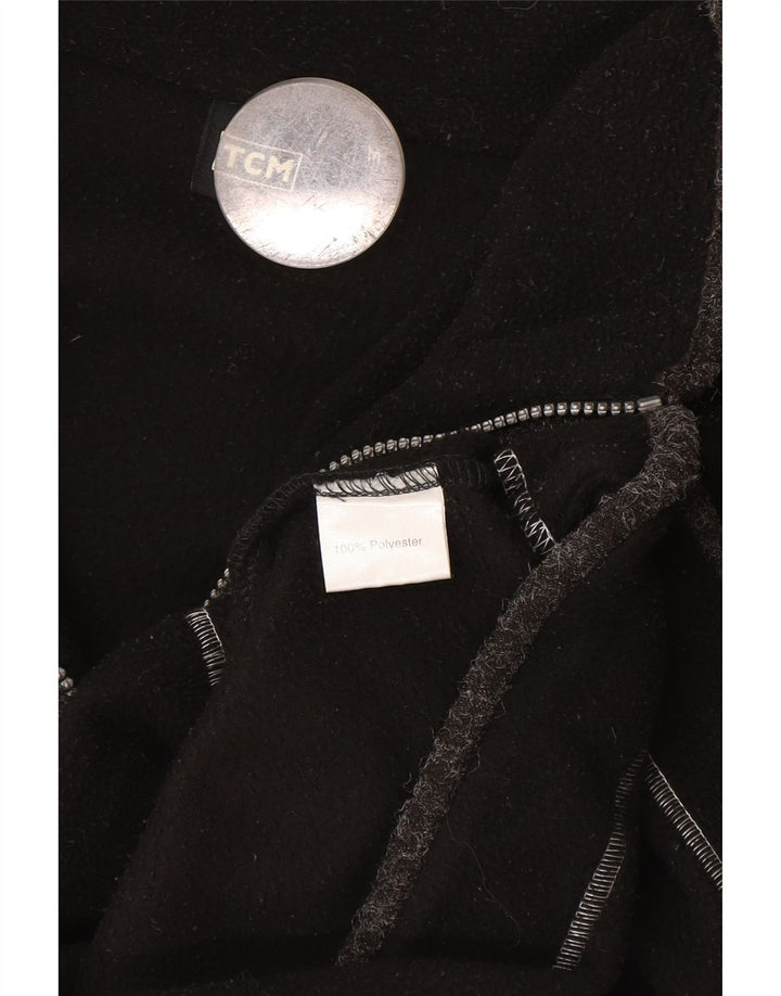 Suéter masculino TCM com zíper e gola em lã, poliéster preto médio