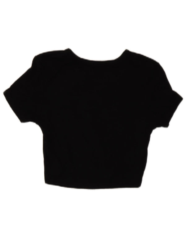 Camiseta Zara Feminina Crop Top UK 12 Médio Preto