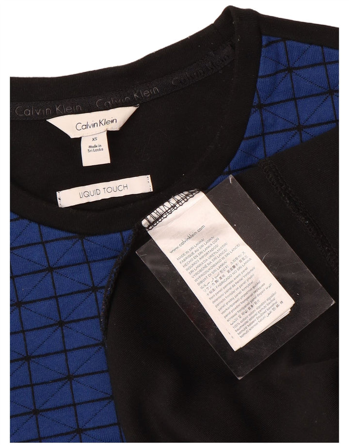 CALVIN KLEIN Moletom masculino Jumper XS Azul Geométrico Algodão