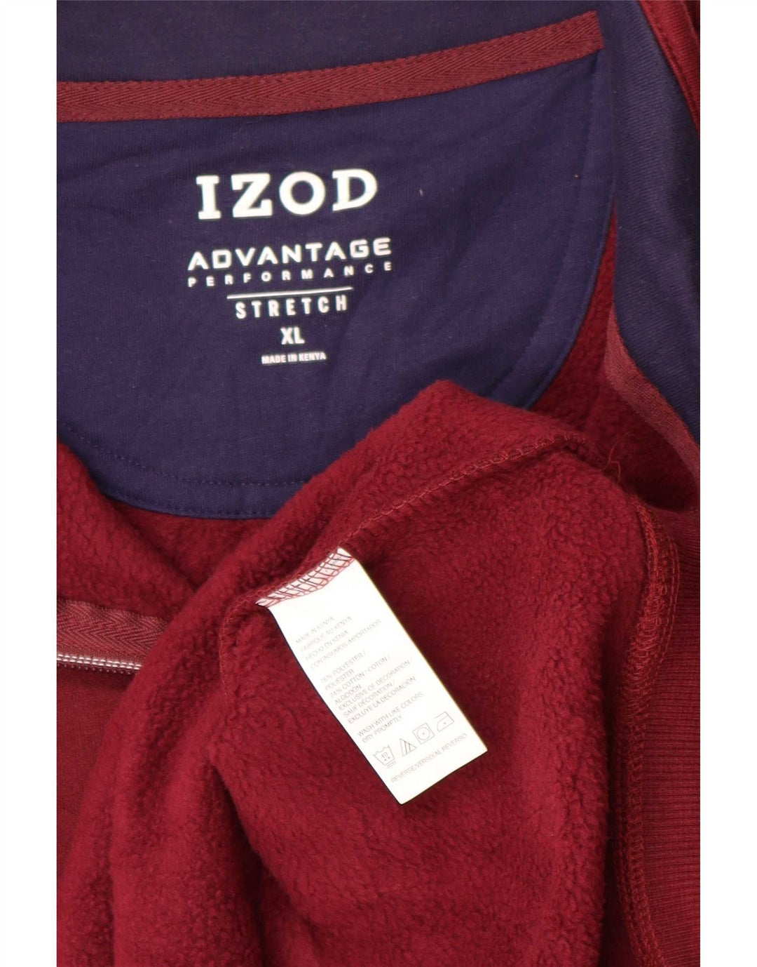 Suéter masculino Izod com zíper e gola XL em poliéster marrom