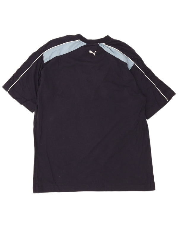 Camiseta masculina Puma Graphic Top Médio Azul Marinho Colorblock Algodão