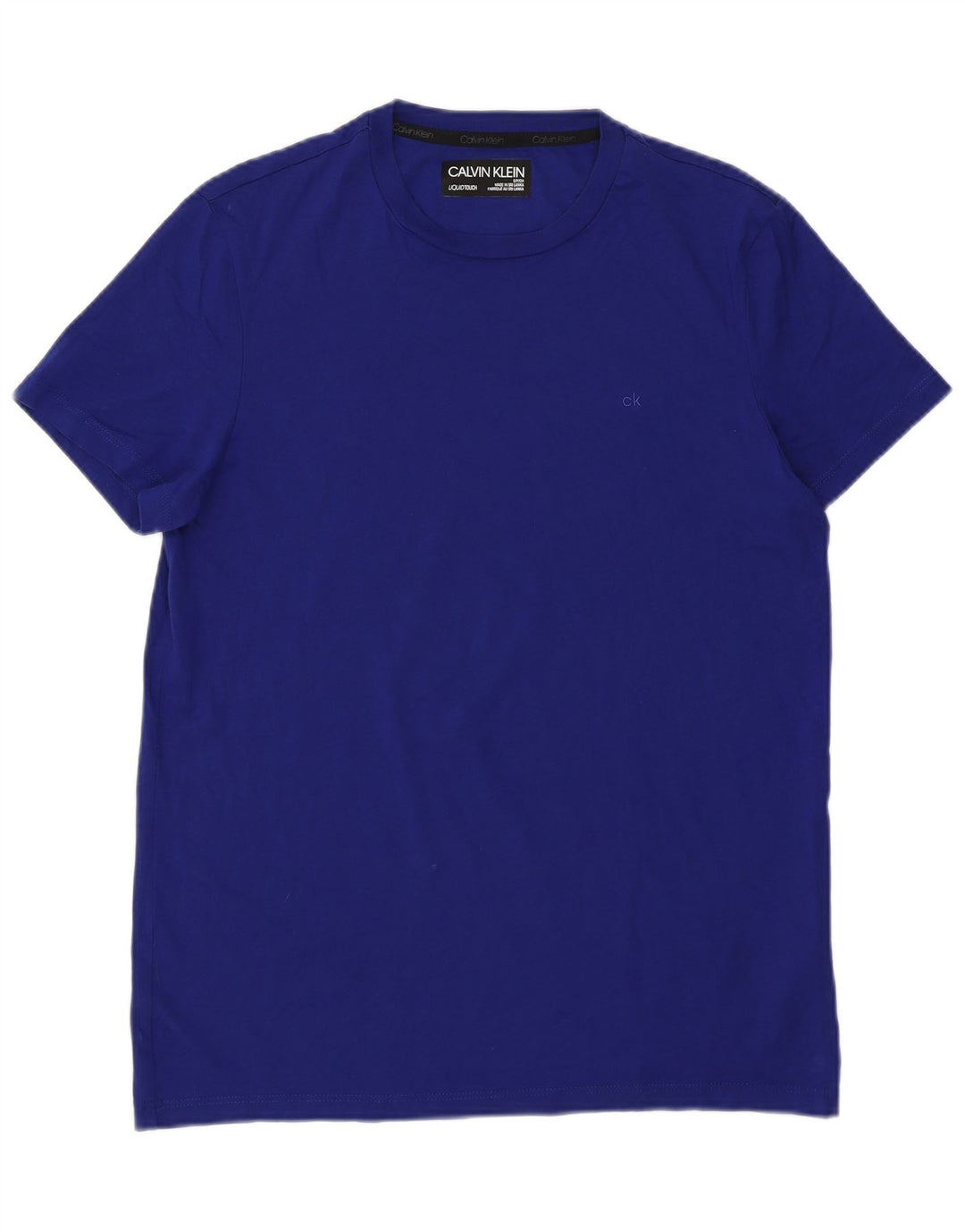 Calvin Klein Camiseta masculina top pequeno azul algodão