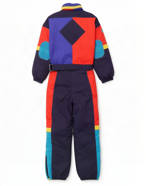 Macacão de esqui vintage para meninos 13-14 anos azul marinho colorblock poliéster