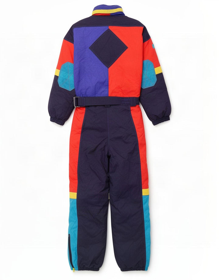 Macacão de esqui vintage para meninos 13-14 anos azul marinho colorblock poliéster