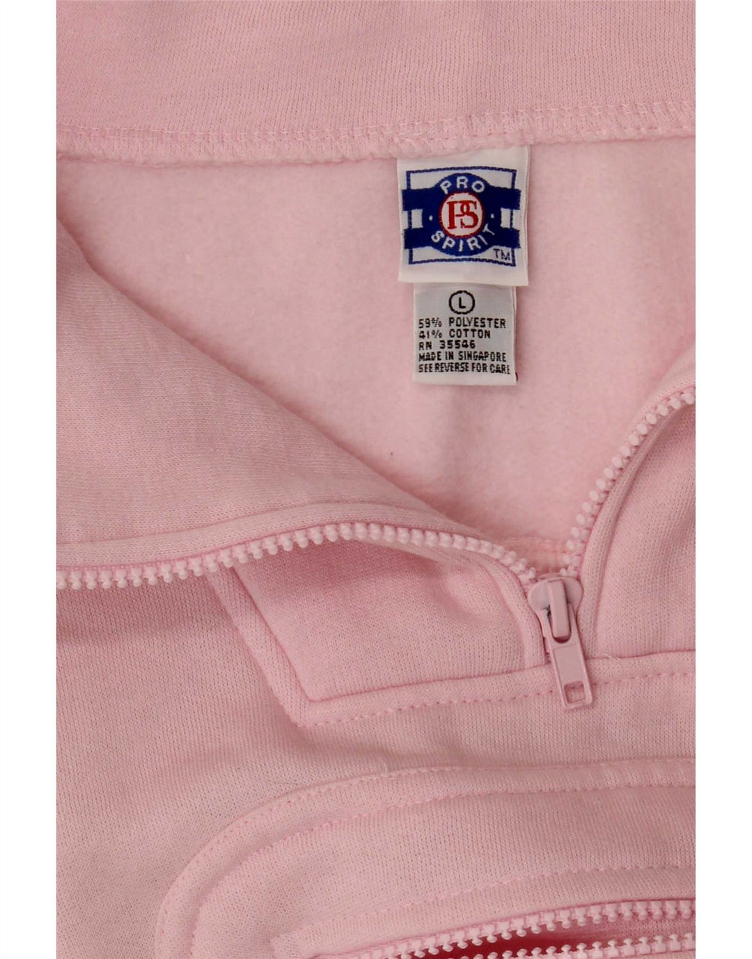 Suéter feminino vintage com zíper e gola grande, tamanho UK 16, rosa grande