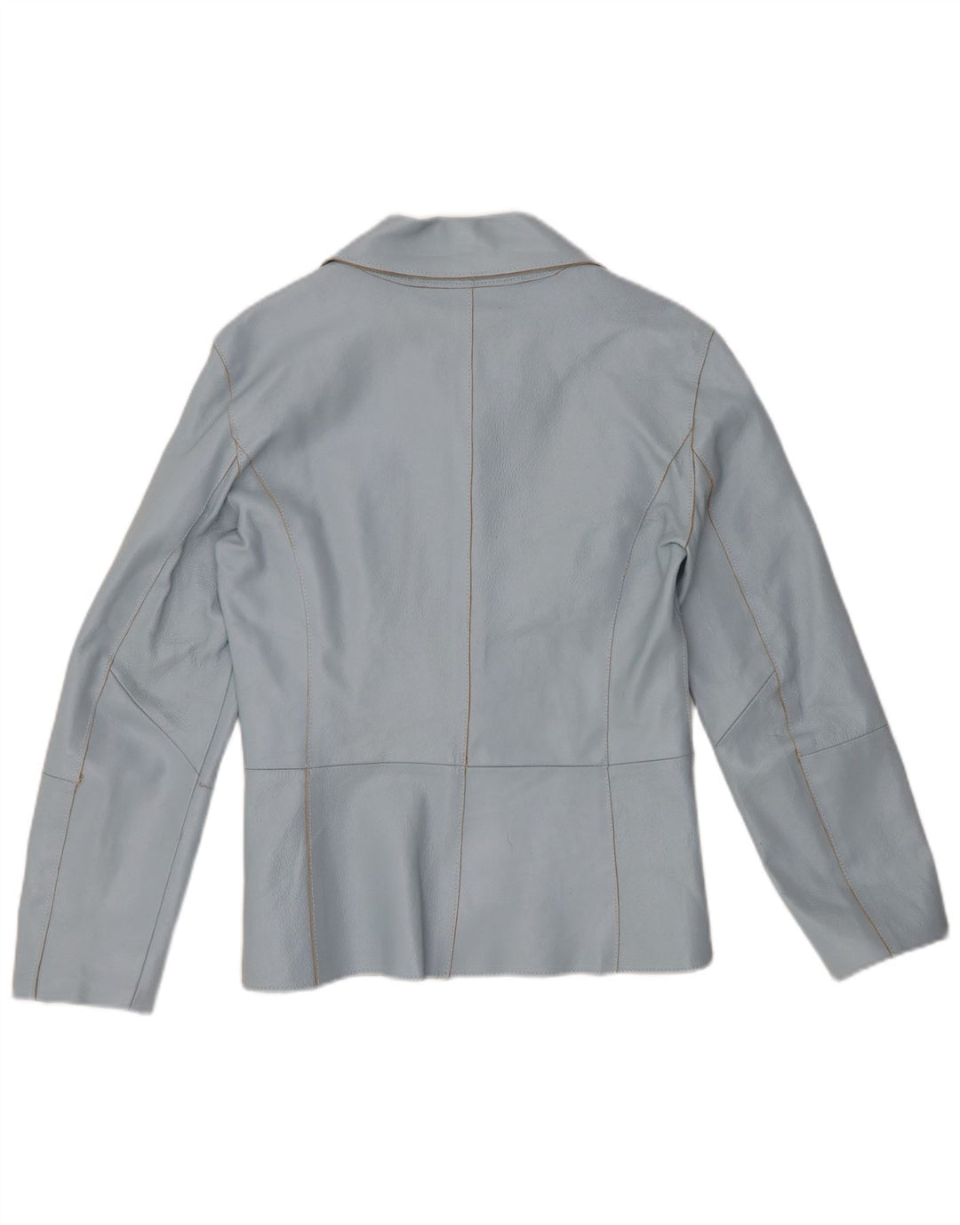 Jaqueta blazer feminina de couro com 2 botões VINTAGE Reino Unido 12 azul médio