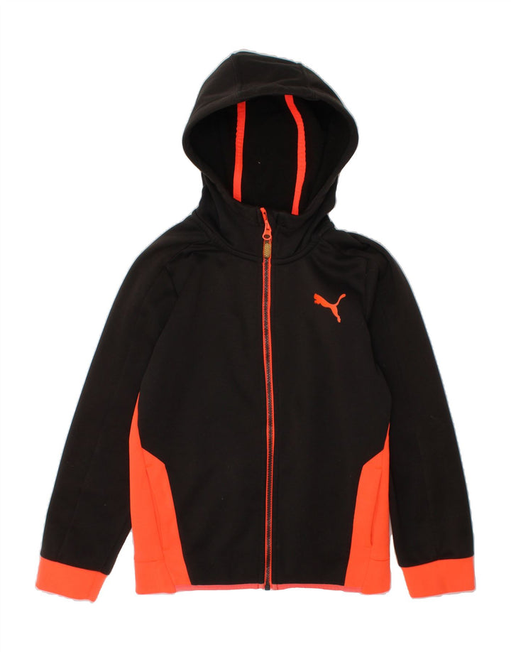 PUMA Girls Zip Hoodie Sweater 8-9 Years Black Colourblock Vintage Puma and Second-Hand Puma from Messina Hembry 