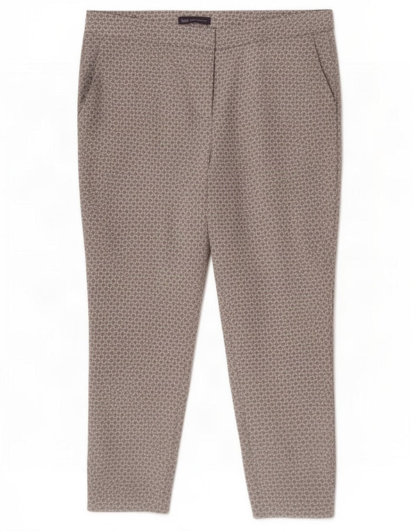 Calças cortadas femininas Marks & Spencer UK 16 grandes W36 L25 cinza geométrico