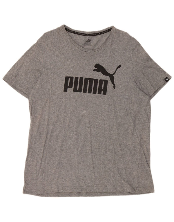 Camiseta masculina Puma Graphic 2XL algodão manchado cinza