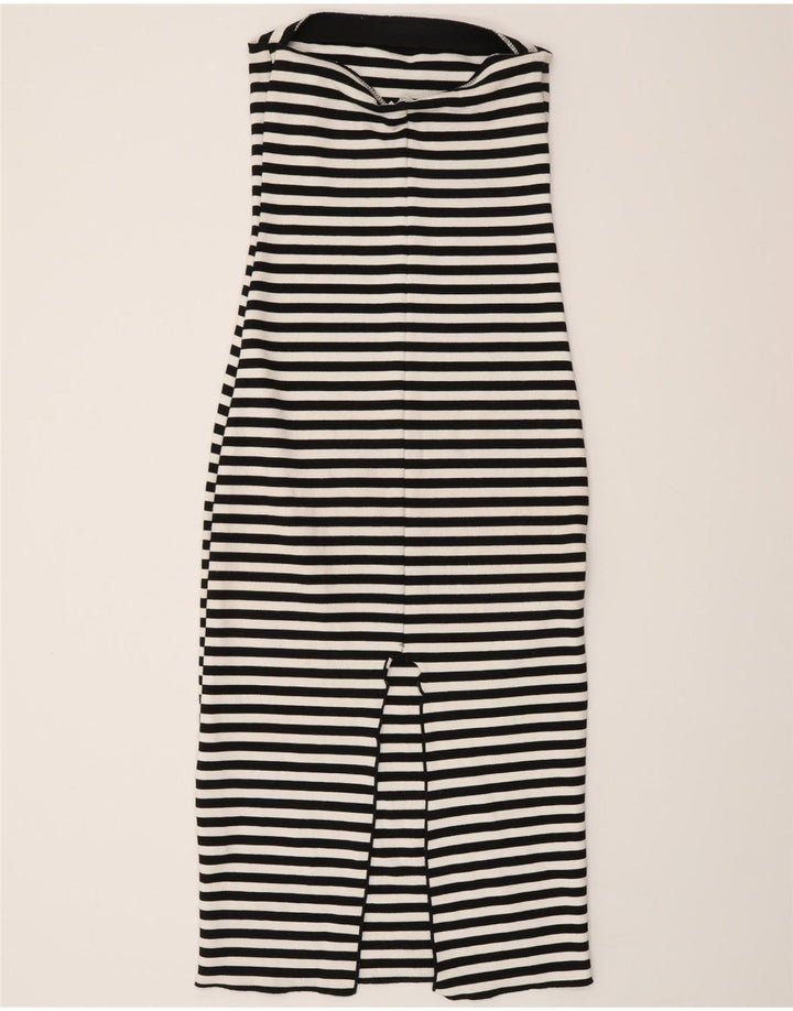 Vestido feminino sem alças Zara Reino Unido 8 pequeno listrado preto