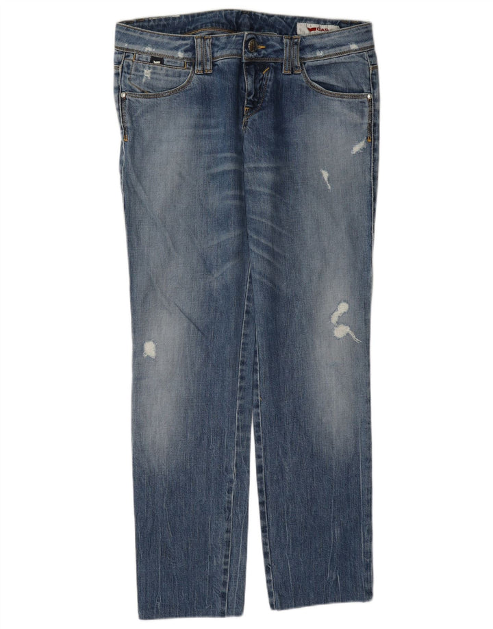 Gas Womens Jeans retos desgastados W30 L30 algodão azul