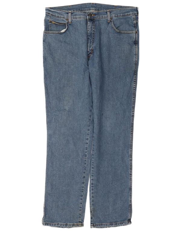 Wrangler Masculino Texas Stretch Straight Jeans W38 L32 Azul Algodão