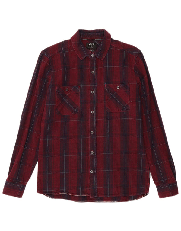 Camisa masculina de flanela Hurley Classic Fit pequena marrom xadrez de algodão