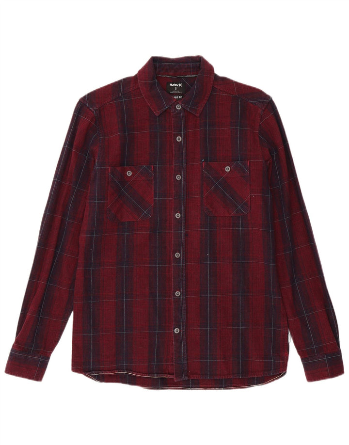 Camisa masculina de flanela Hurley Classic Fit pequena marrom xadrez de algodão