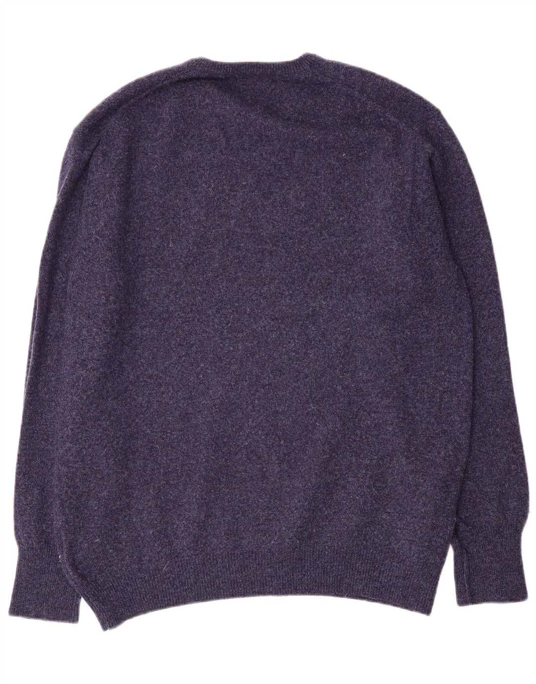 Suéter masculino Marks & Spencer com decote em V, lã manchada azul marinho médio