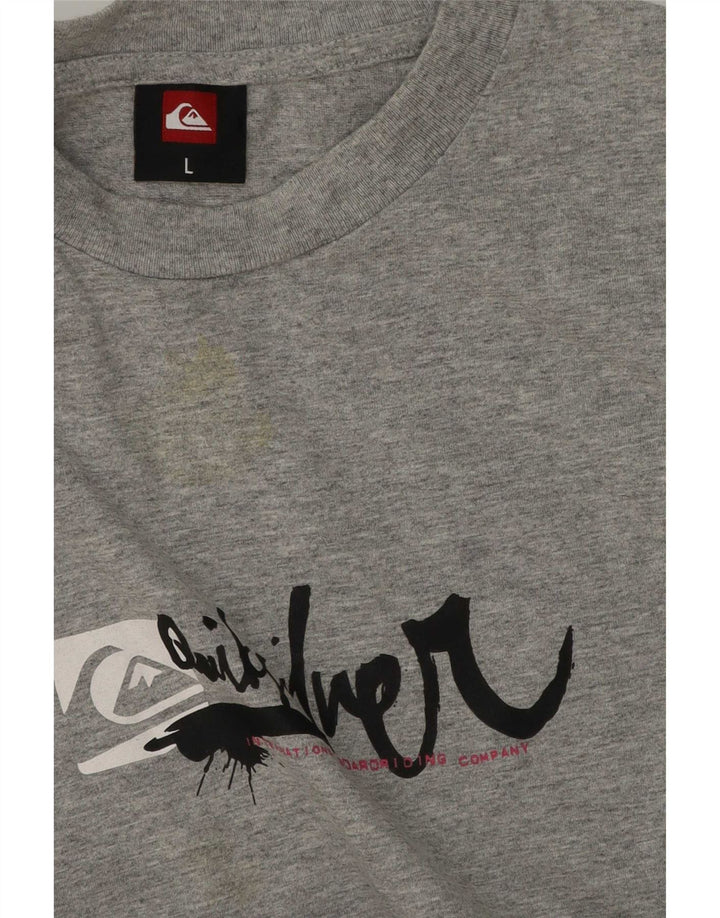 Camiseta masculina Quiksilver com estampa gráfica grande cinza