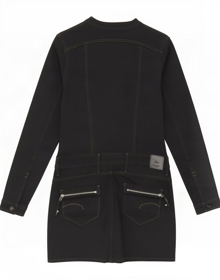 Vestido básico feminino de manga comprida G-Star UK 12 algodão preto médio