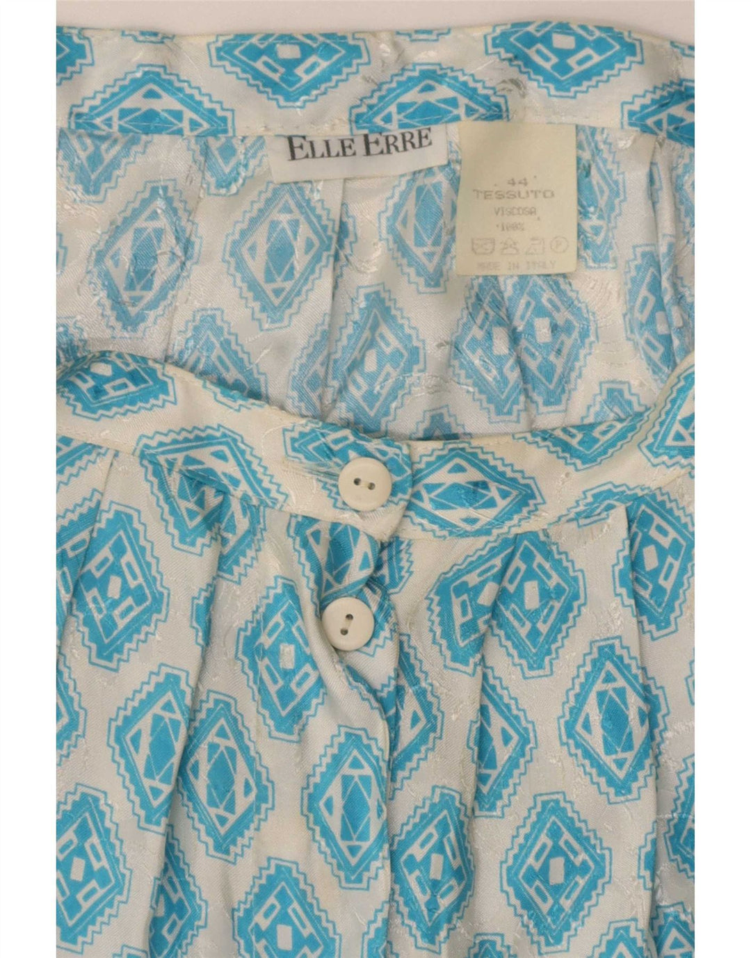 Saia plissada feminina Elle Erre IT 44 médio W29 viscose geométrica azul