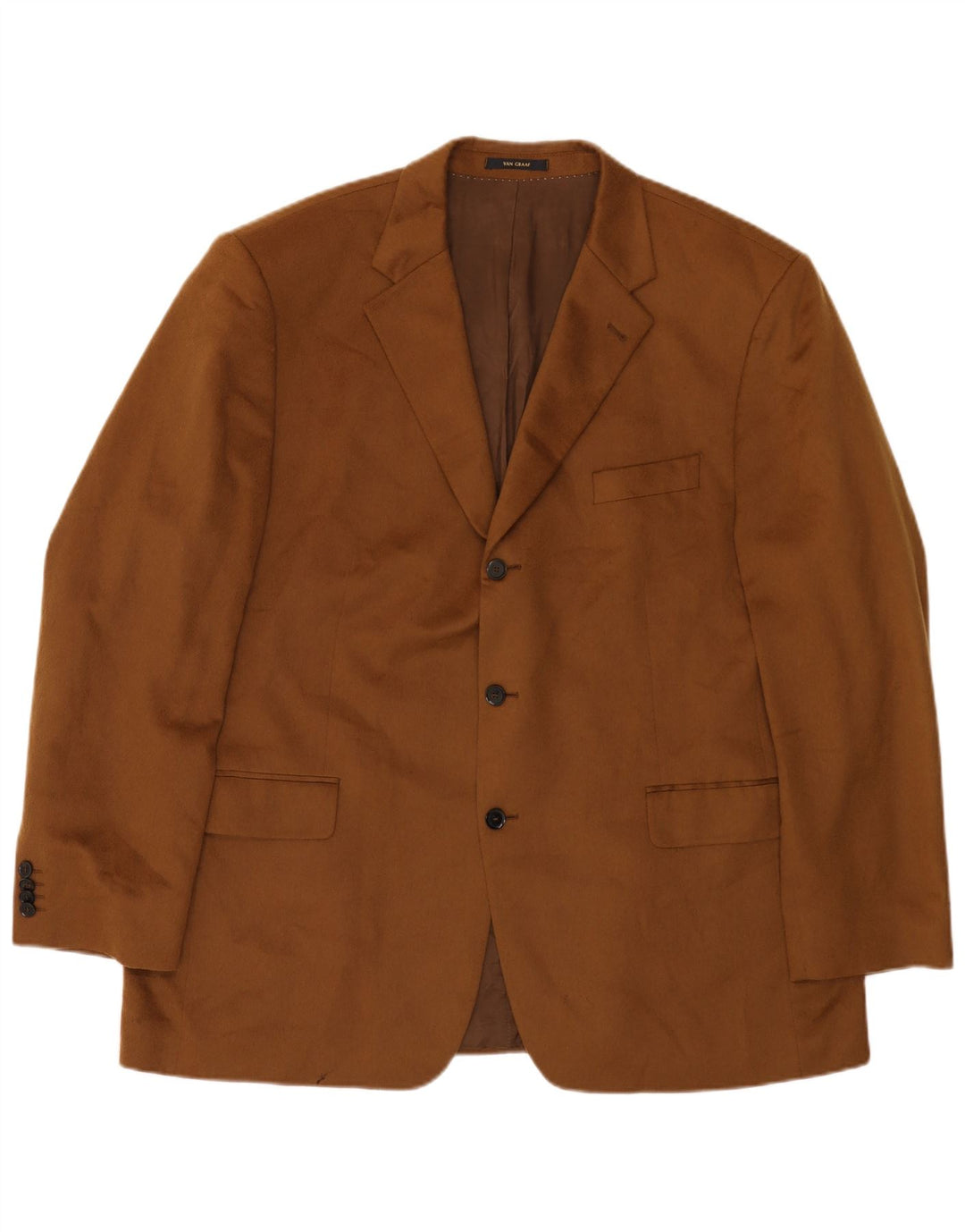 Jaqueta blazer masculina VAN GRAAF com 3 botões Reino Unido 42 XL caxemira marrom