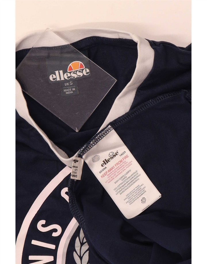 Ellesse Camiseta masculina regular gráfica top pequeno algodão azul marinho