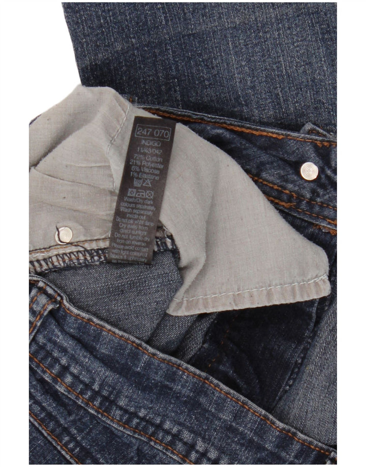 Bermuda jeans feminina M&Co UK 12 médio W32 algodão azul