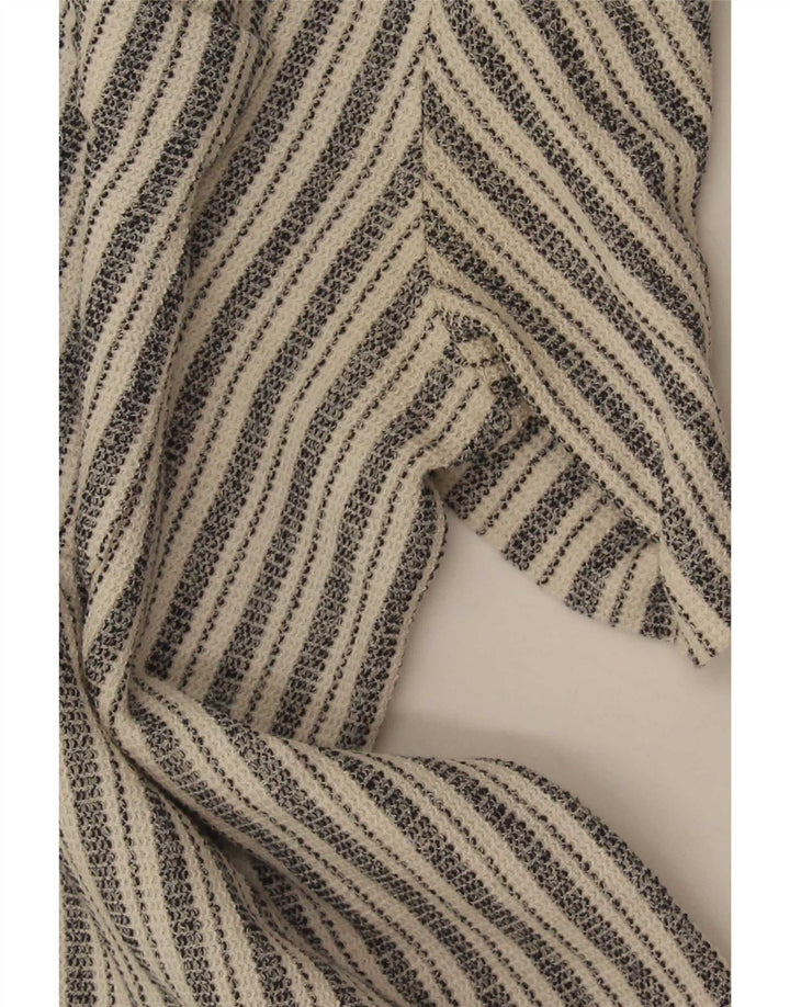 Zara Camisa masculina de manga curta e ajuste relaxado grande listrado cinza