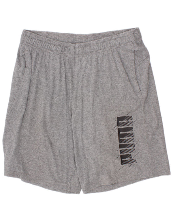Shorts esportivos gráficos Puma Boys 13-14 anos cinza algodão manchado