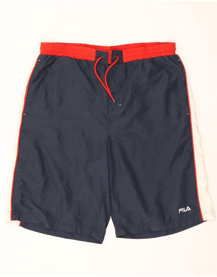 Shorts de natação masculino Fila grande bloco colorido azul marinho