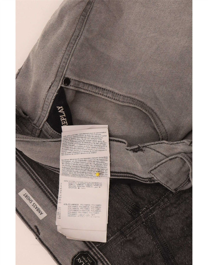 Replay Mens Anbass Denim Shorts W32 Médio Algodão Cinza