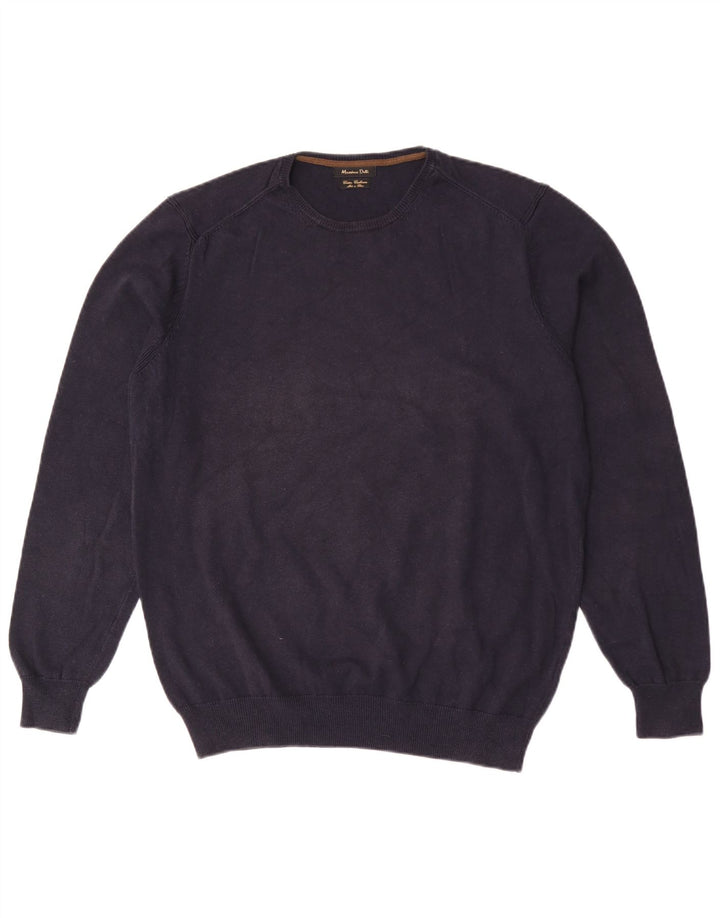 Suéter masculino Massimo Dutti com gola redonda XL azul marinho algodão
