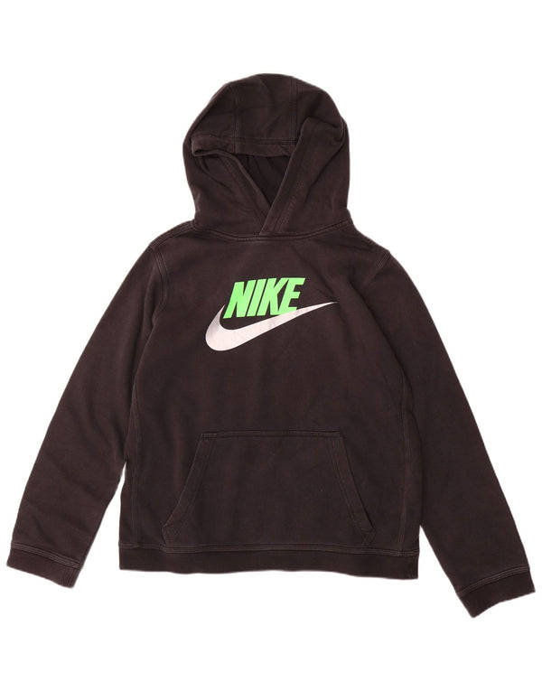 Jumper com capuz gráfico Nike Boys 13-14 anos XL preto algodão esportivo