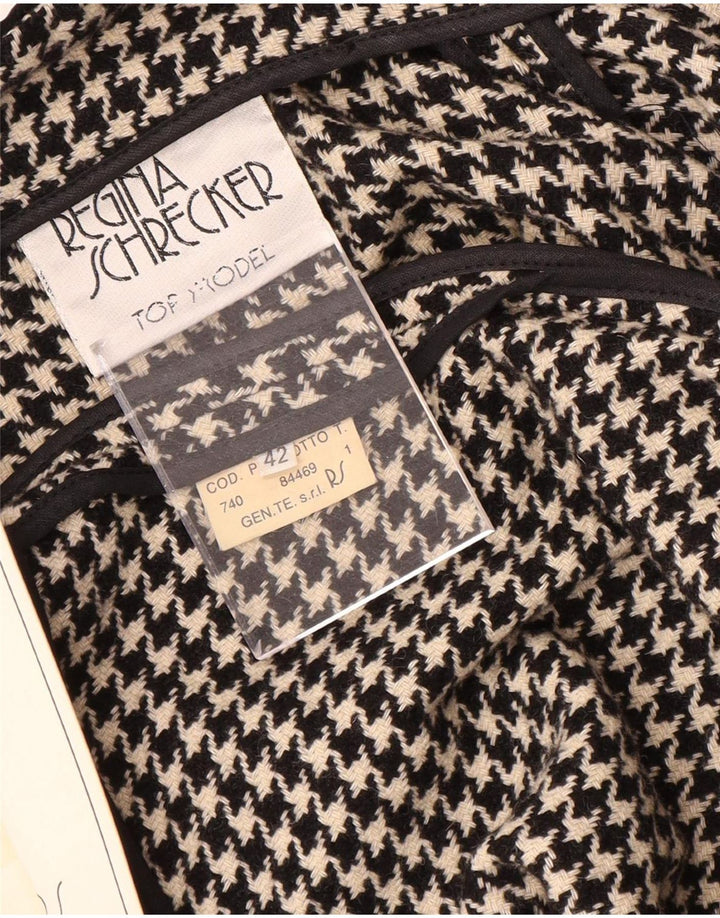 Casaco Poncho Feminino Regina Schrecker IT 42 Lã Houndstooth Médio Preto