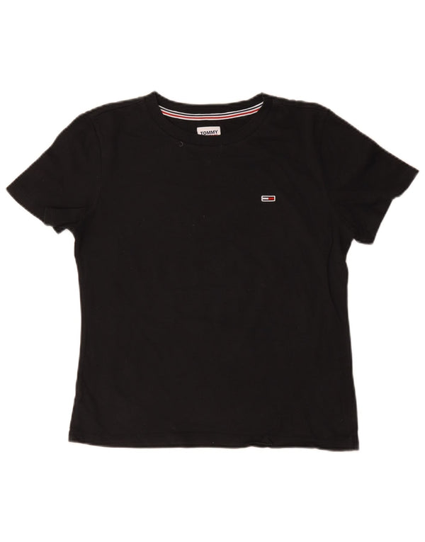 Camiseta feminina Tommy Hilfiger UK 10 pequena algodão preto