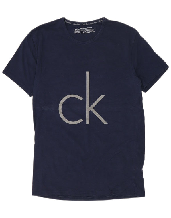 Calvin Klein Camiseta masculina gráfica top pequeno algodão azul marinho