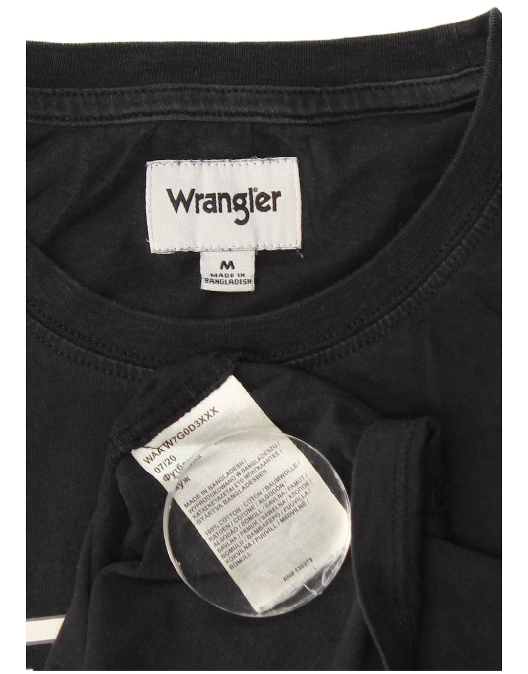Wrangler Mens Graphic Top Manga Longa Médio Algodão Preto