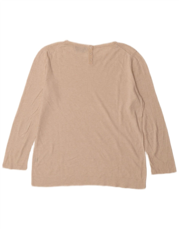 Massimo Dutti Top feminino oversized manga comprida Reino Unido 16 algodão bege grande
