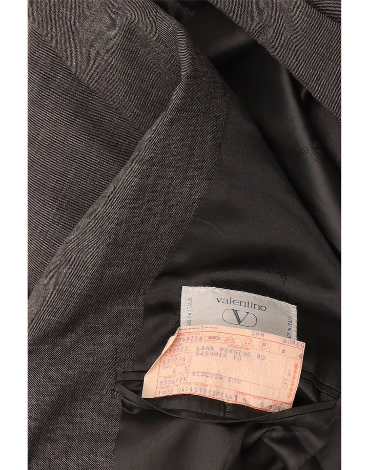 Jaqueta Blazer Masculina Valentino com 2 Botões Reino Unido 42 XL Lã Virgem Cinza