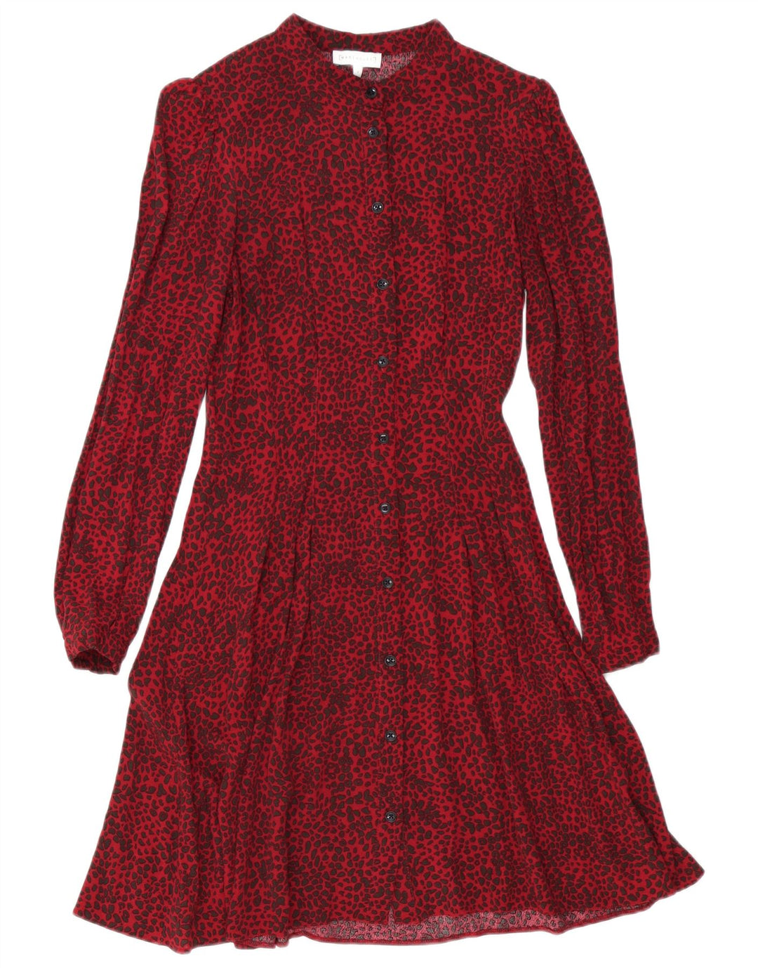 Vestido camisa feminino WAREHOUSE Reino Unido 8 pequeno vermelho com estampa animal viscose