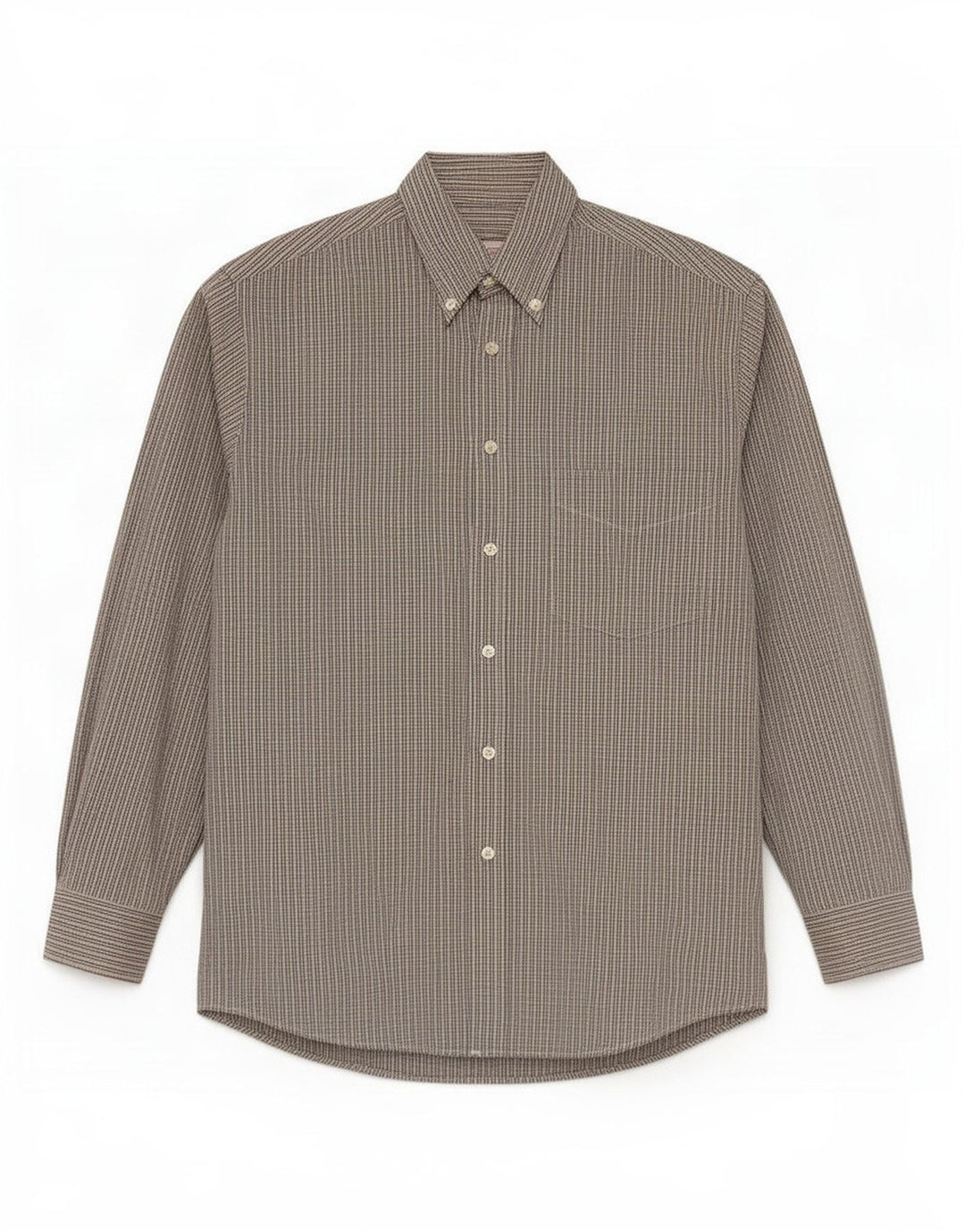 Camisa masculina Stefanel grande algodão xadrez bege
