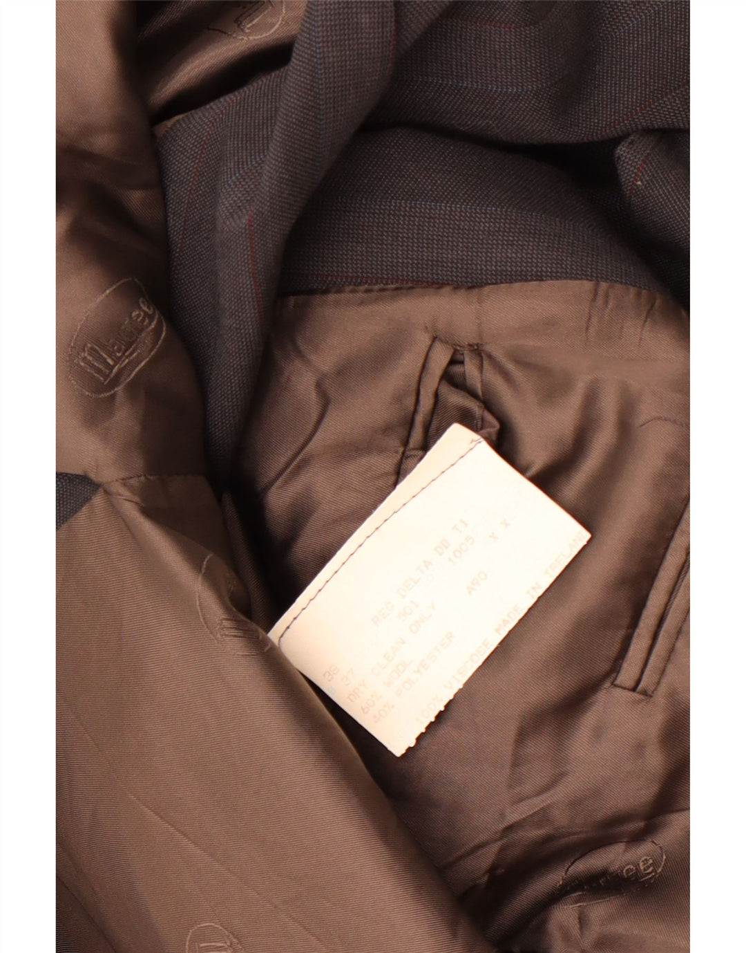 Jaqueta blazer masculina Magee com peito duplo Reino Unido 38 lã listrada cinza médio