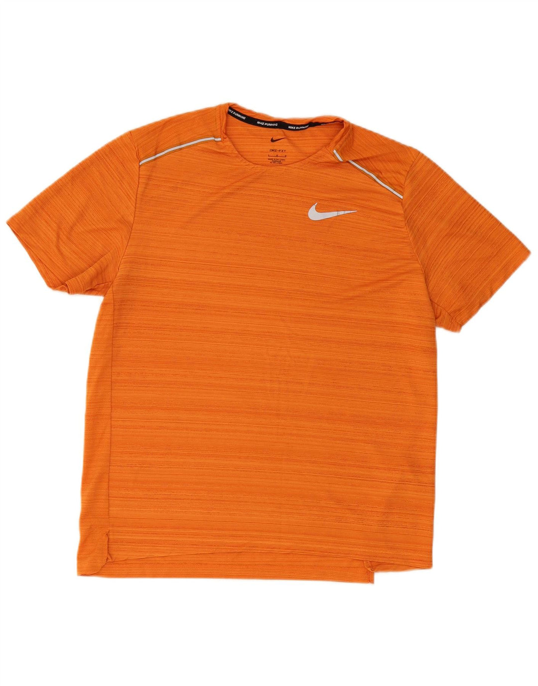 NIKE Mens Dri Fit Camiseta Top Grande Laranja Risca de Giz Poliéster