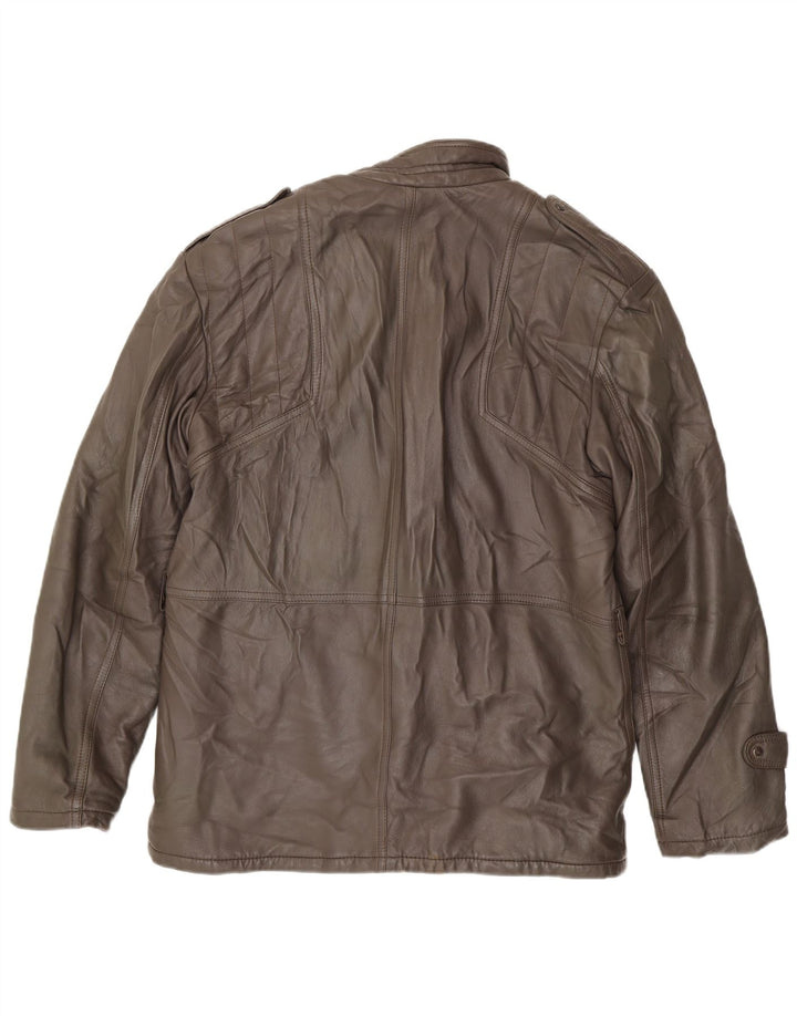 Jaqueta de couro masculina VINTAGE IT 54 2XL couro marrom